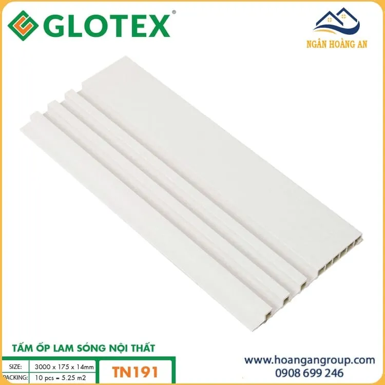 Tấm Ốp Trần Lam Sóng Nhựa Trắng Giả Vân Gỗ Glotex TN191 Tấm Ốp Trần Lam Sóng Nhựa Trắng Giả Vân Gỗ Glotex TN191