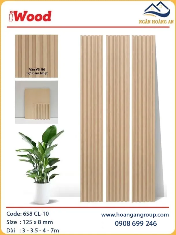 Tấm Ốp Lam Sóng Than Tre Vân Vải Ốp Trần iWood 6S8 CL-10 Tấm Ốp Lam Sóng Than Tre Vân Vải Ốp Trần iWood 6S8 CL-10
