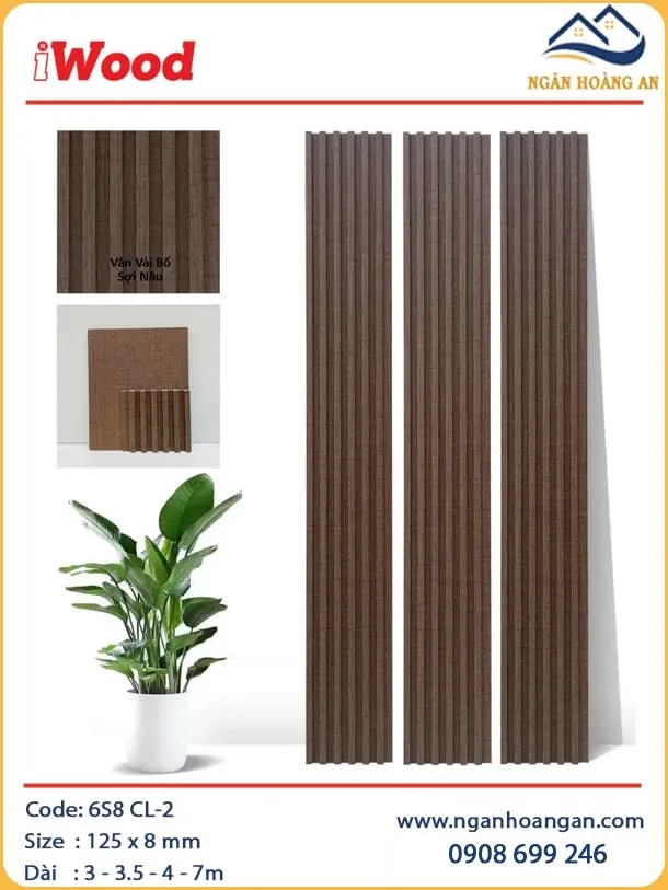 Tấm Ốp Trần Lam Sóng Than Tre Vân Vải Bố Nâu iWood 6S8 CL-2 Tấm Ốp Trần Lam Sóng Than Tre Vân Vải Bố Nâu iWood 6S8 CL-2