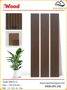 Tấm Ốp Trần Lam Sóng Than Tre Vân Vải Bố Nâu iWood 6S8 CL-2