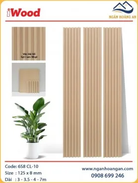 Tấm Ốp Trần Lam Sóng Than Tre Vân Vải iWood 6S8 CL-10