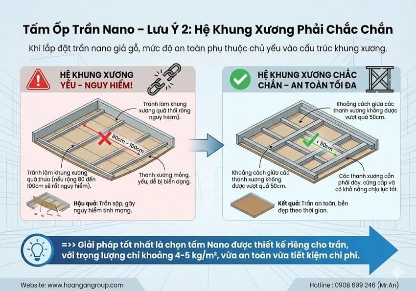 Tấm Ốp Trần Nano – Lưu Ý 2: Hệ Khung Xương Phải Chắc Chắn Tấm Ốp Trần Nano – Lưu Ý 2: Hệ Khung Xương Phải Chắc Chắn