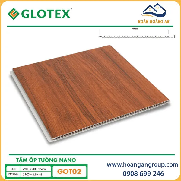 Tấm Nhựa Ốp Trần Nano Giả Vân Gỗ Glotex GOT02 Tấm Nhựa Ốp Trần Nano Giả Vân Gỗ Glotex GOT02