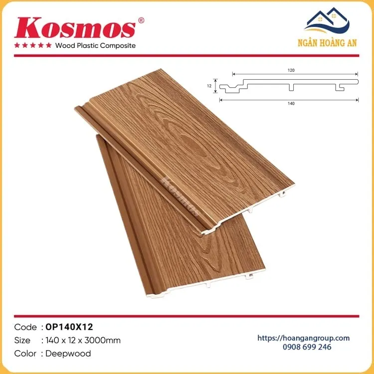 Tấm Ốp Tường Ngoài Trời Phủ ASA Kosmos OP140X12 DeepWood