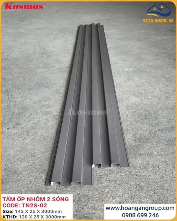 Tấm Ốp Trần Nhôm 2 Sóng Cao Kosmos TN2S-02 Màu Xám