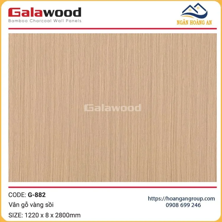 Tấm Ốp Đa Năng Sợi than Tre Vân Gỗ Vàng Sồi Galawood G-882