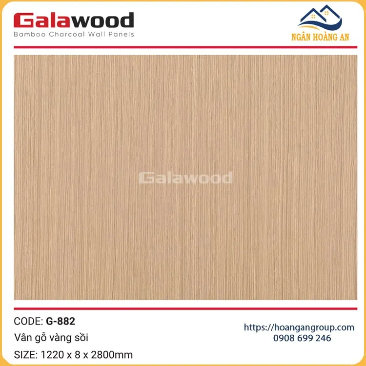 Tấm Ốp Đa Năng Sợi than Tre Vân Gỗ Vàng Sồi Galawood G-882 Tấm Ốp Đa Năng Sợi than Tre Vân Gỗ Vàng Sồi Galawood G-882