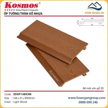Tấm Ốp Gỗ Nhựa Ngoài Trời Kosmos 3DOP148X3M Light Wood Dài 3m