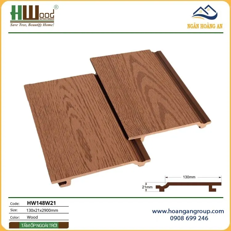 Tấm Ốp Tường Gỗ Nhựa Ngoài Trời Hwood HW148W21 Wood Tấm Ốp Tường Gỗ Nhựa Ngoài Trời Hwood HW148W21 Wood