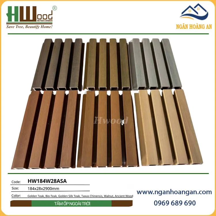 Tấm Ốp Tường Lam 4 Sóng Ngoài Trời Phủ ASA Hwood HW184W28ASA