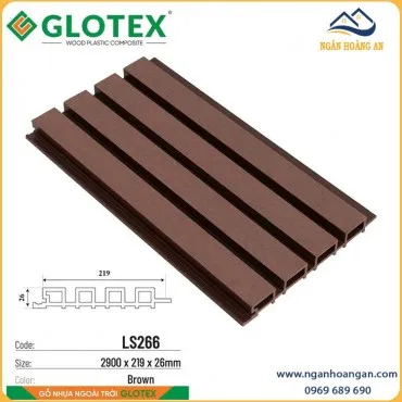 Tấm Ốp Tường Lam Sóng Gỗ Nhựa Ngoài Trời Glotex LS266 Brown