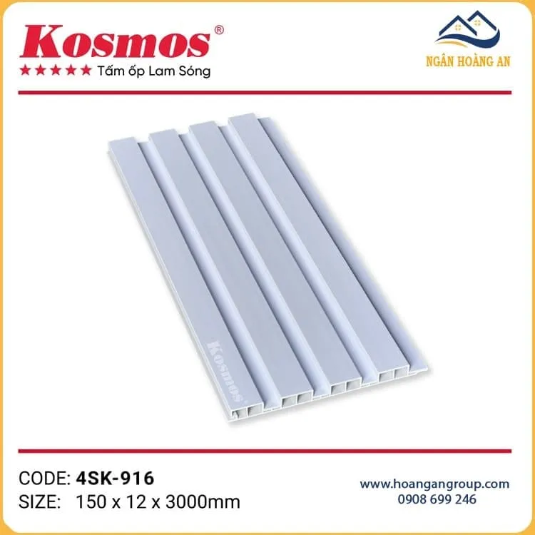 Tấm Ốp Tường Lam Sóng Kép Vân Đơn Sắc Kosmos 4SK-916