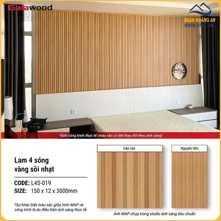 Tấm Ốp Tường Lam Sóng Nhựa Giả Gỗ Galawood L4S-017
