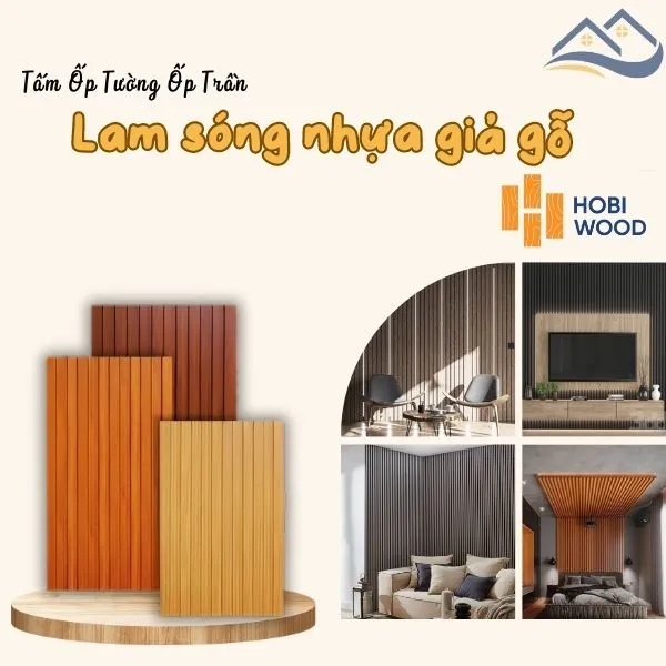 Tấm Nhựa Ốp Tường Ốp Trần Lam Sóng Giả Gỗ Hobi Wood