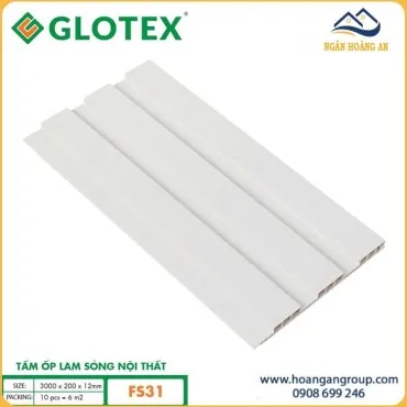 Tấm Ốp Tường Lam Sóng Nhựa Màu Trắng Vân Gỗ Glotex FS31