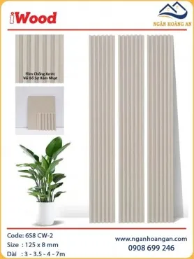Tấm Ốp Tường Lam Sóng Than Tre Vải Bố Xám Nhạt iWood 6S8 CW-2