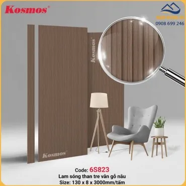 Tấm Ốp Tường Lam Sóng Than Tre Vân Gỗ Nâu Kosmos 6S823