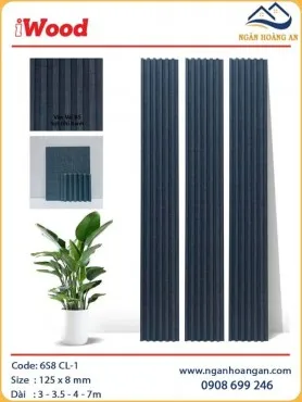 Tấm Ốp Tường Lam Sóng Than Tre Vân Vải Bố Ghi Xanh iWood 6S8 CL-1