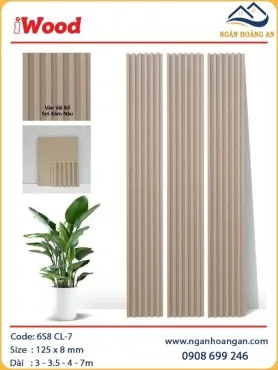 Tấm Ốp Tường Lam Sóng Than Tre Vân Vải Màu Xám Nâu iWood 6S8 CL-7