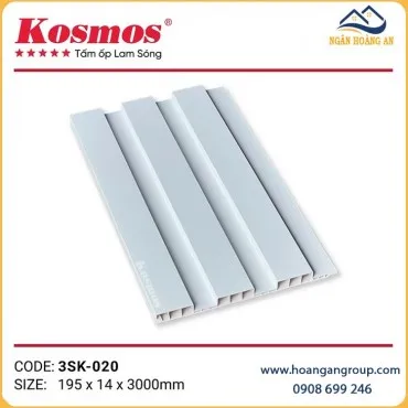Tấm Ốp Tường Lam Sóng Thấp Kosmos Màu Trắng Trơn 3SK-020