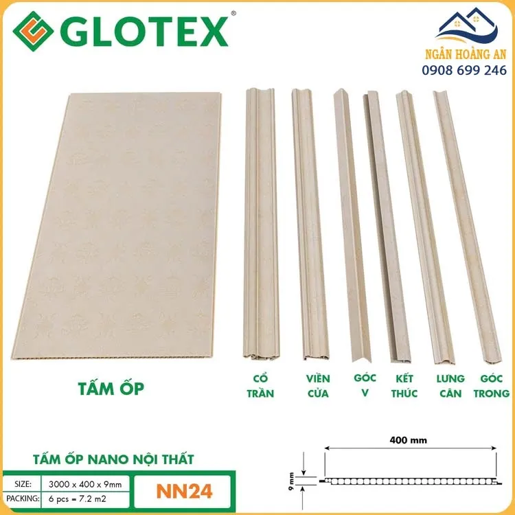 Tấm Ốp Tường Nano Glotex NN24 9mm Hoa Văn Cổ Điển Vàng Kem Tấm Ốp Tường Nano Glotex NN24 9mm Hoa Văn Cổ Điển Vàng Kem
