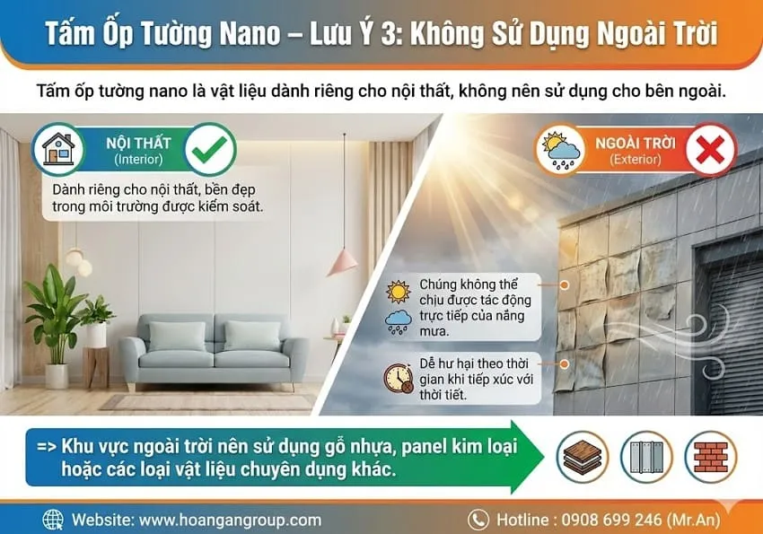 Tấm Ốp Tường Nano – Lưu Ý 3: Không Sử Dụng Ngoài Trời Tấm Ốp Tường Nano – Lưu Ý 3: Không Sử Dụng Ngoài Trời