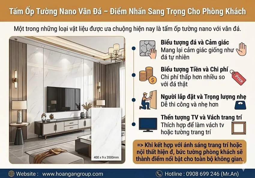 Tấm Ốp Tường Nano Vân Đá – Điểm Nhấn Sang Trọng Cho Phòng Khách
