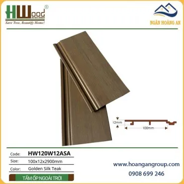 Tấm Ốp Tường Ngoài Trời ASA Hwood HW120W12ASA Golden Silk Teak