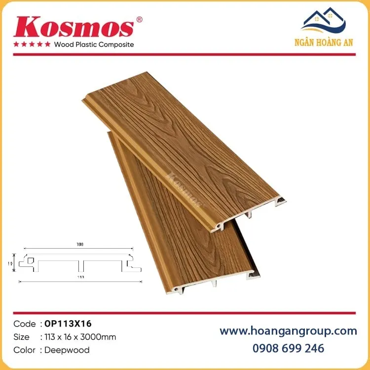 Tấm Ốp Gỗ Nhựa Ngoài Phủ ASA Kosmos OP113X16 Deep Wood Tấm Ốp Gỗ Nhựa Ngoài Phủ ASA Kosmos OP113X16 Deep Wood
