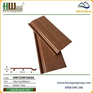 Tấm Ốp Tường Ngoài Trời Phủ ASA Hwood HW123W16ASA Golden Teak