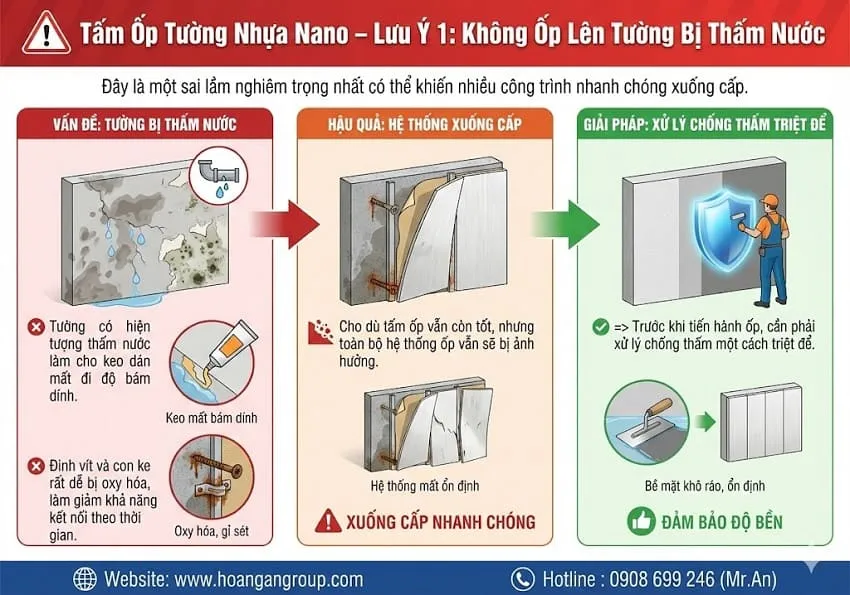Tấm Ốp Tường Nhựa Nano – Lưu Ý 1: Không Ốp Lên Tường Bị Thấm Nước Tấm Ốp Tường Nhựa Nano – Lưu Ý 1: Không Ốp Lên Tường Bị Thấm Nước