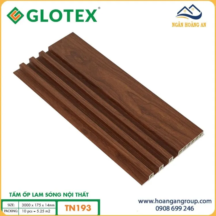 Tấm Ốp Tường Ốp Trần Lam Sóng Nhựa Vân Gỗ Glotex TN193