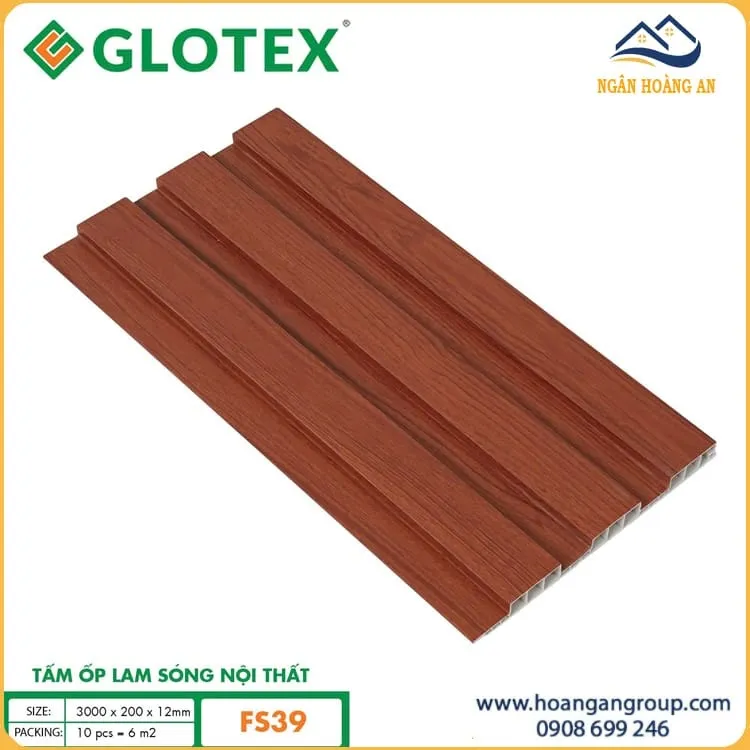 Tấm Ốp Tường Ốp Trần Nhựa Lam Sóng Giả Gỗ Glotex FS39