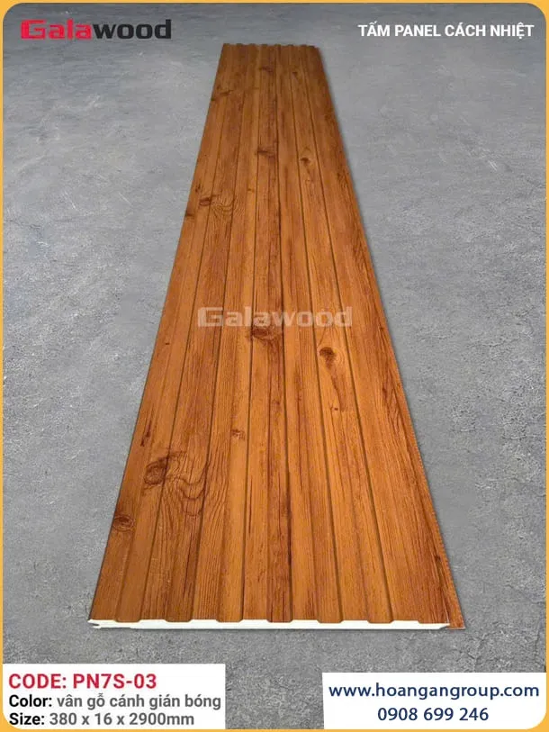 Tấm Ốp Tường Panel Cách Nhiệt Galawood PN7S-03 Vân Gỗ