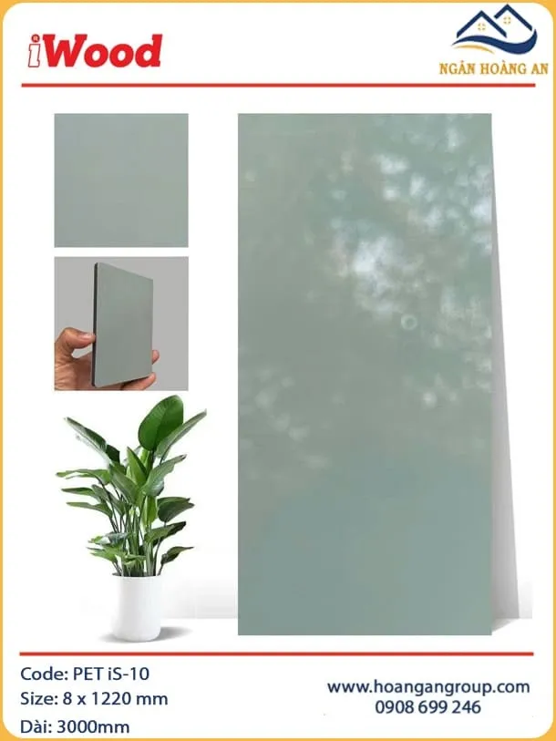 Tấm Ốp Tường Sợi Than Tre Đa Năng Phủ PET iWood iS-10