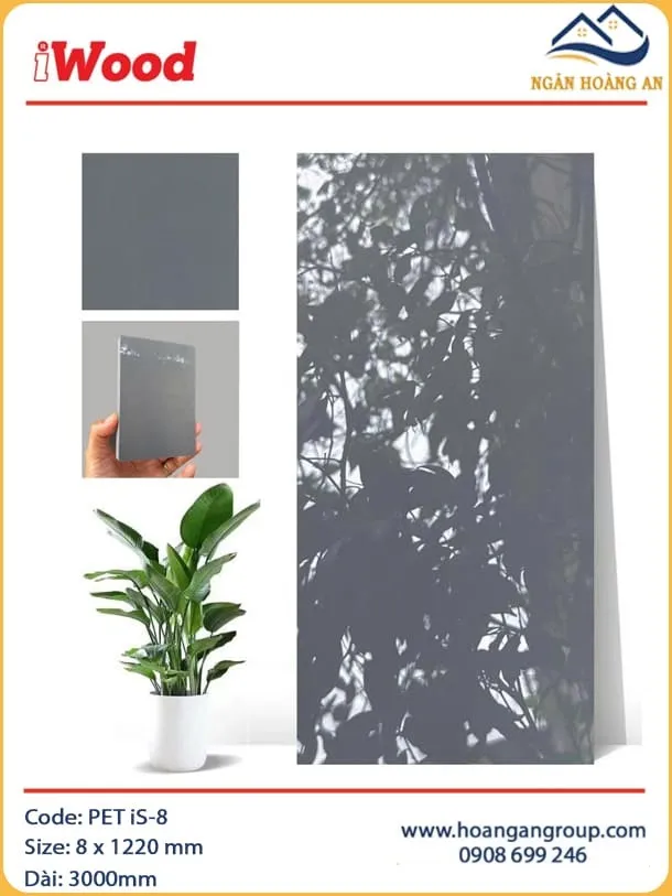 Tấm Ốp Tường Sợi Than Tre Đa Năng Phủ PET iWood iS-8