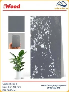 Tấm Ốp Tường Sợi Than Tre Đa Năng Phủ PET iWood iS-8