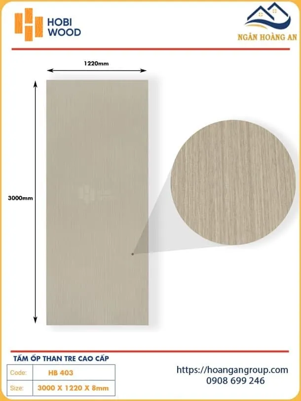 Tấm Ốp Tường Sợi Than Tre Giả Vân Gỗ Hobiwood HB 403