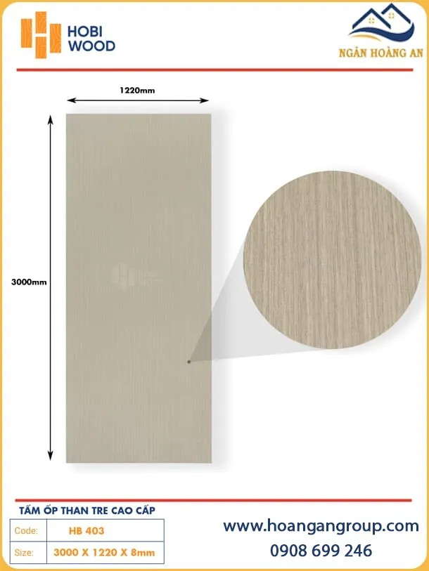 Tấm Ốp Tường Sợi Than Tre Giả Vân Gỗ Hobiwood HB 403