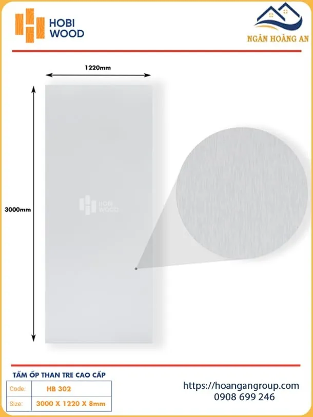 Tấm Ốp Tường Sợi Than Tre Vân Kim Loại Hobiwood HB 302