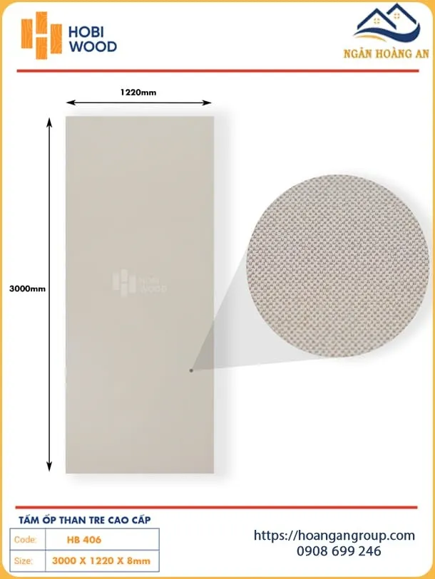 Tấm Ốp Tường Sợi Than Tre Vân Vải Bố Hobiwood HB 406