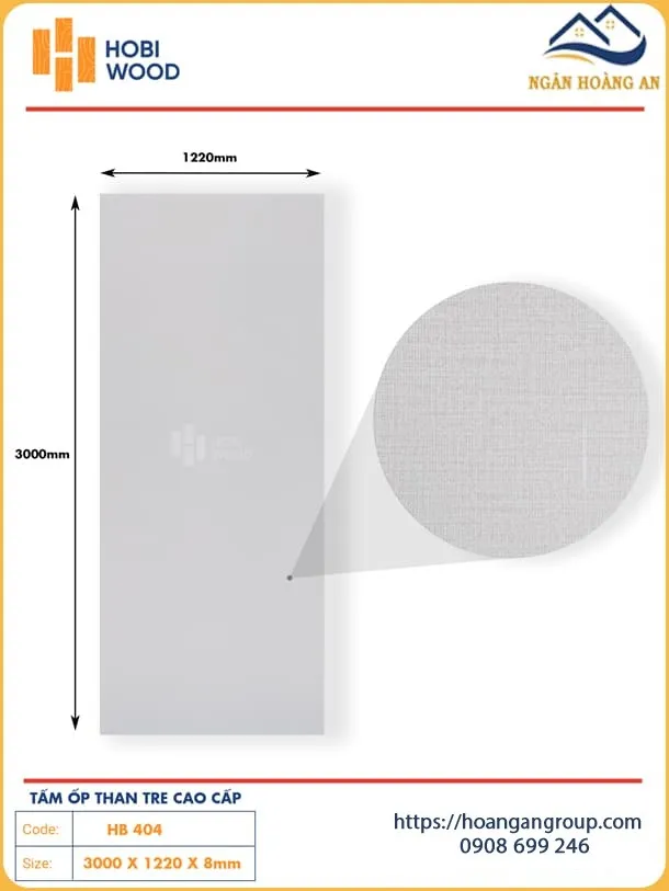 Tấm Ốp Tường Sợi Than Tre Vân Vải Hobiwood HB 404