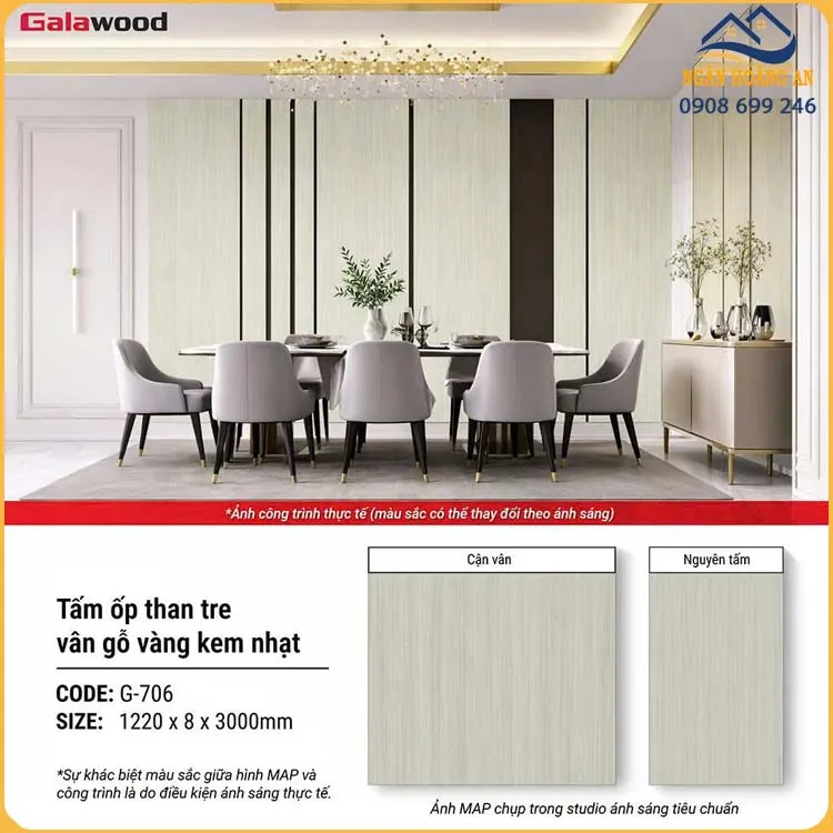 Tấm Than Tre Chống Xước Galawood 8mm G-706 Vân Gỗ Vàng Kem Nhạt Tấm Than Tre Chống Xước Galawood 8mm G-706 Vân Gỗ Vàng Kem Nhạt