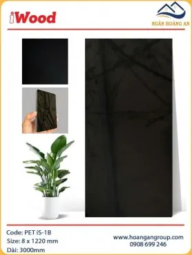 Tấm Ốp Tường Than Tre Đa Năng Phủ PET Màu Đen iWood iS-1B