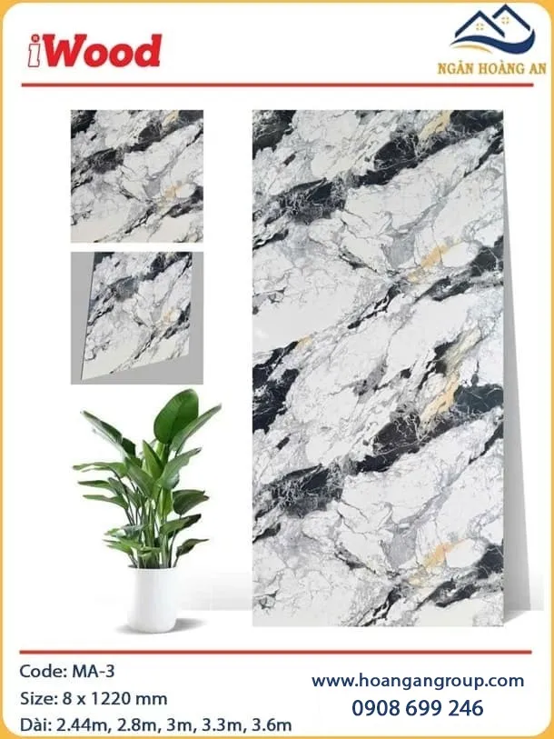 Tấm Ốp Tường Than Tre Đa Năng Vân Đá iWood MA-3