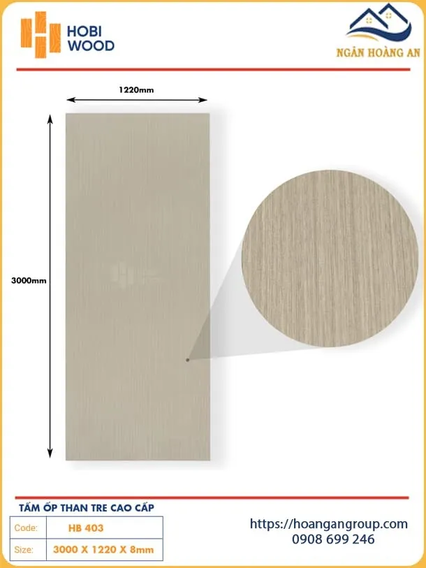 Tấm Ốp Tường Sợi Than Tre Giả Vân Gỗ Hobiwood HB 403 Tấm Ốp Tường Sợi Than Tre Giả Vân Gỗ Hobiwood HB 403