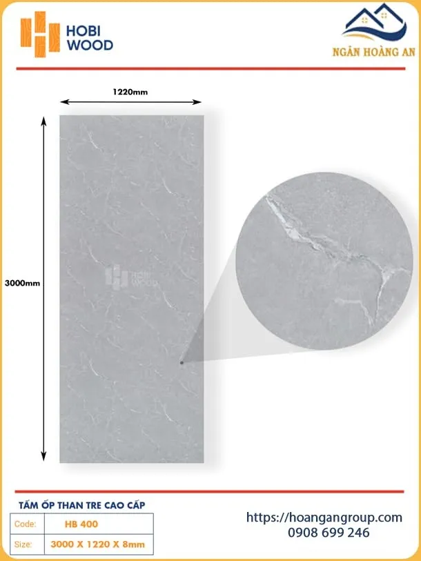 Tấm Ốp Tường Than Tre Giả Bê Tông Hobiwood HB 400