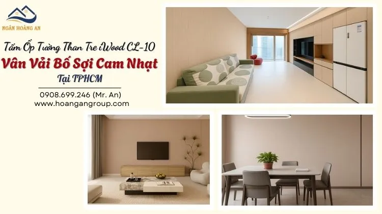 Tấm Ốp Tường Than Tre iWood CL-10 Vân Vải Bố Sợi Cam Nhạt Tại TPHCM Tấm Ốp Tường Than Tre iWood CL-10 Vân Vải Bố Sợi Cam Nhạt Tại TPHCM