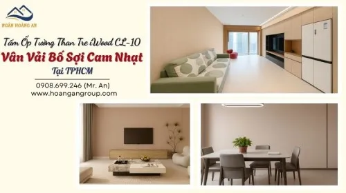 Tấm Ốp Tường Than Tre iWood CL-10 Vân Vải Bố Sợi Cam Nhạt Tại TPHCM