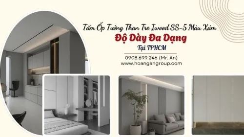 Tấm Ốp Tường Than Tre Iwood SS-5 Màu Xám - Độ Dày Đa Dạng Tại TPHCM